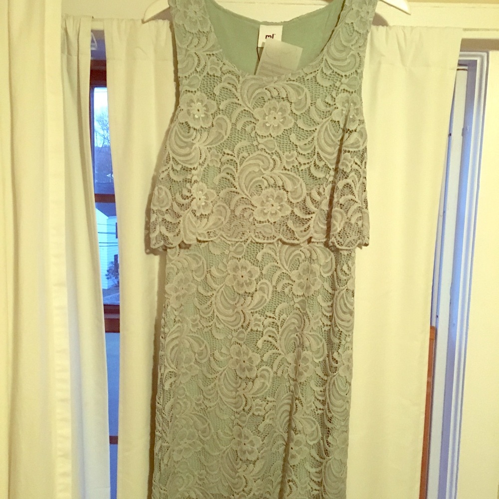 Maternity/nursing, double layer lace dress